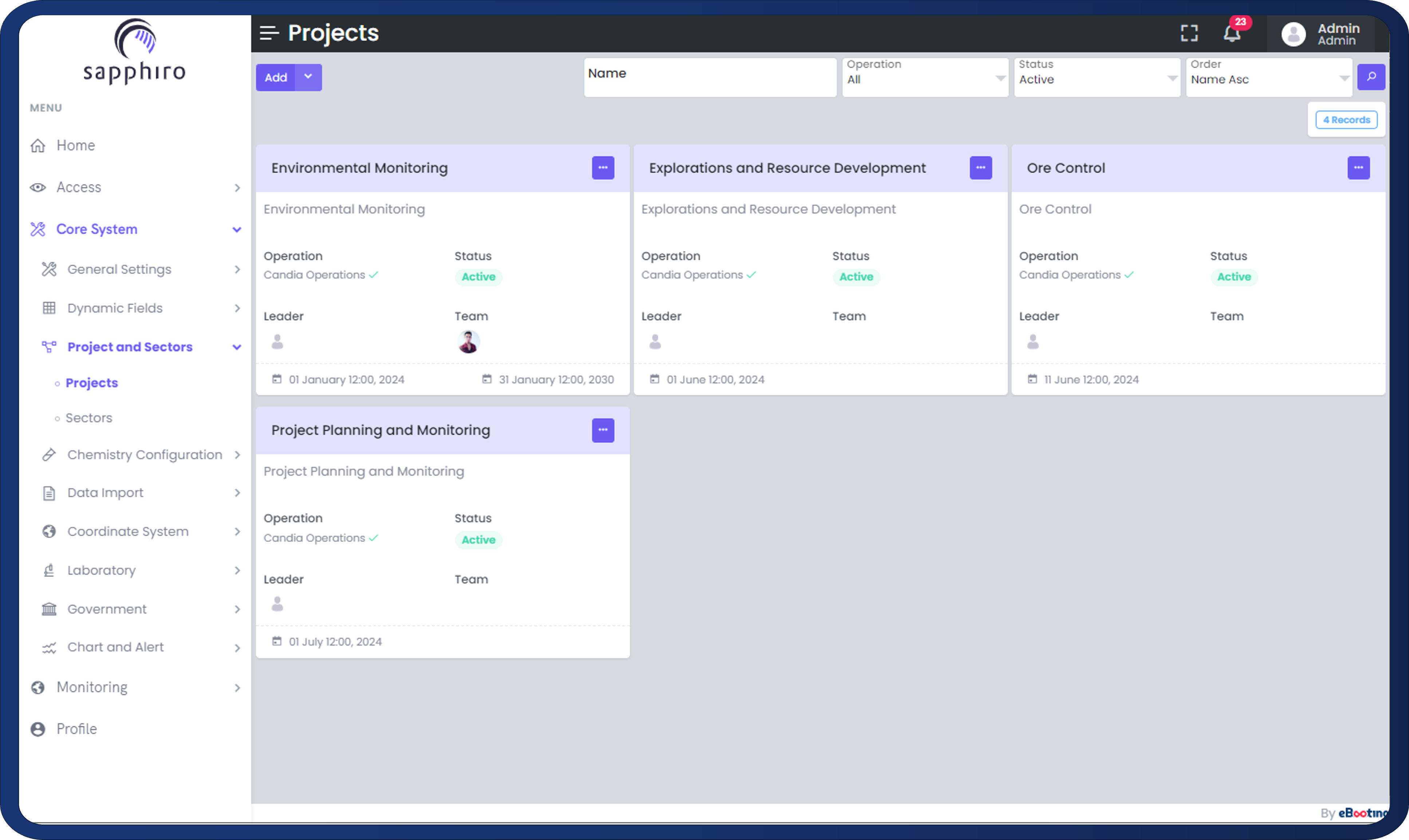 project data view geologist